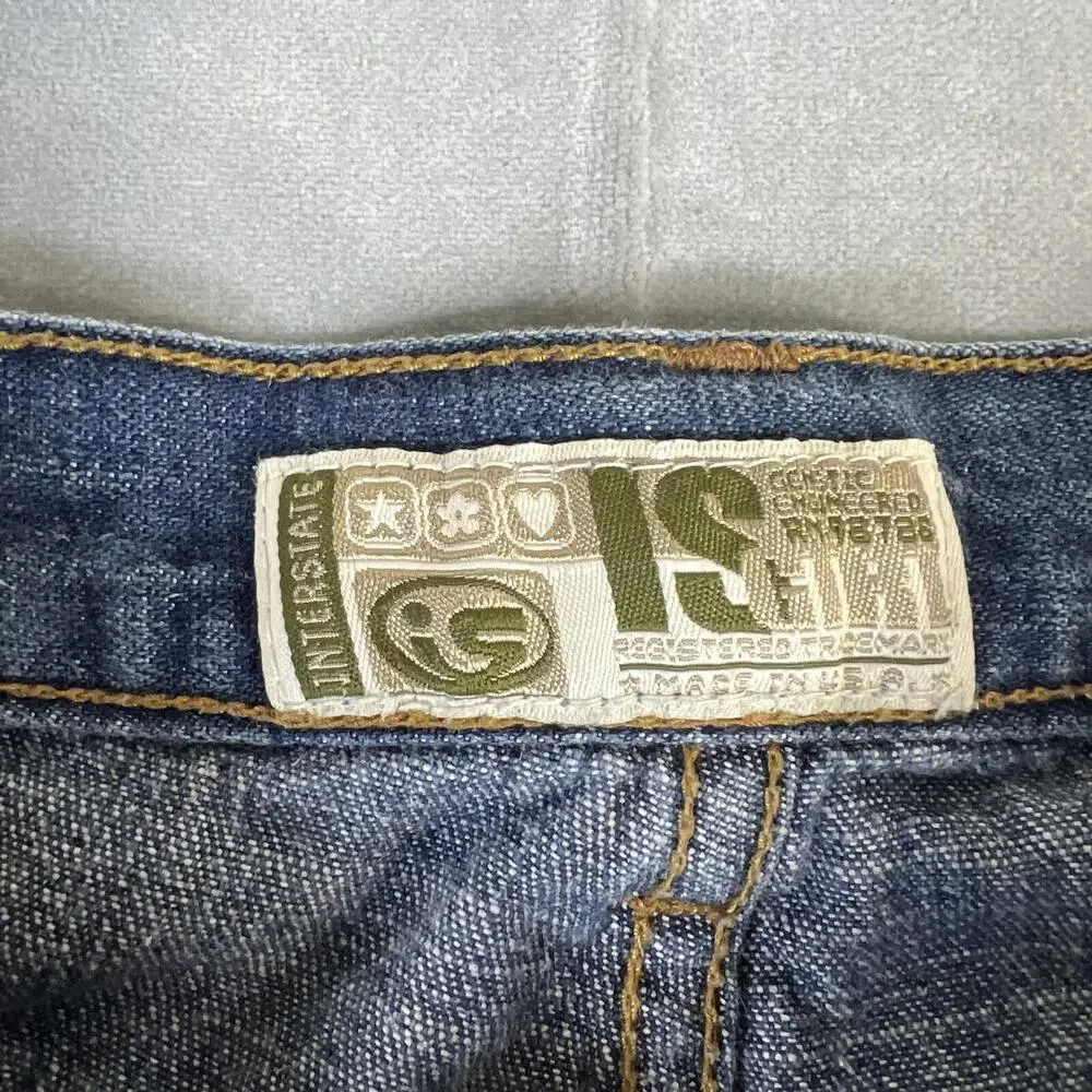 Vintage Y2K IS Girl Interstate Double Leg Baggy Jeans Womens 11 Blue Made in USA - Picture 6 of 10